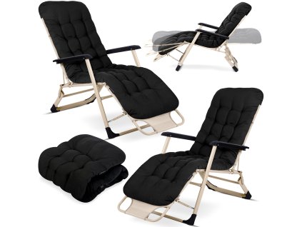 Set 2 șezlonguri pliabile de grădină cu pernă Sofotel ChillWell negru