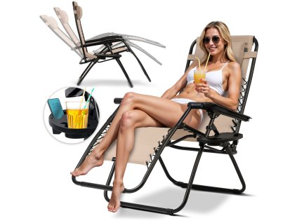 Șezlong pliant de grădină cu pernă Sofotel ChillWell bej