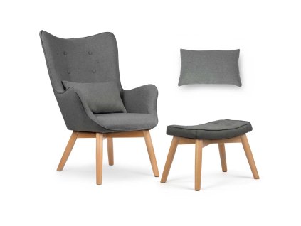 Fotoliu cu taburet Norse gri