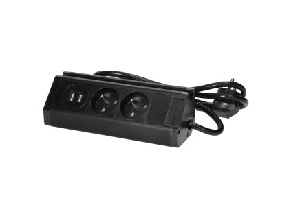 Priză dublă neagră cu încărcător USB