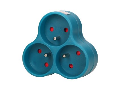 Priză electrică triplă turcoaz 230V