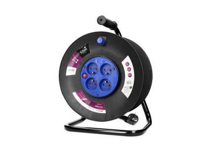 Cablu prelungitor tambur 50m, 4 prize, 3x1.5mm