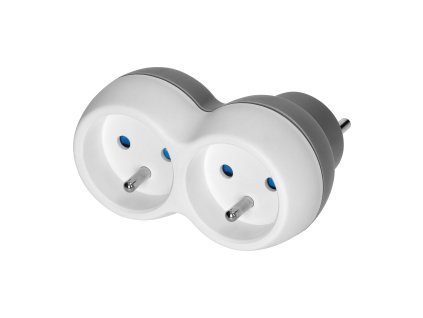 Adaptor electric dublu alb-gri