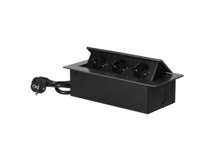 Panou cu 3 prize Schuko, grafit, cablu de 1,5 m