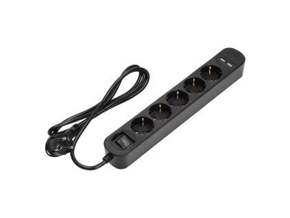 Protector de supratensiune cu USB, 5 prize, cablu de 1,5m