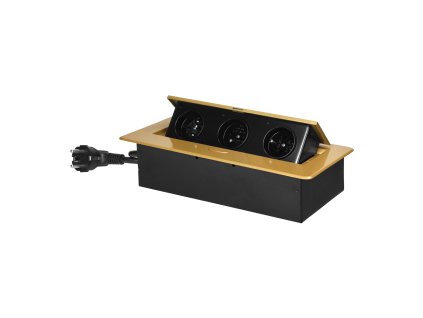 Priză pentru mobilier 3x2P+E, aurie, cablu de 1,5m