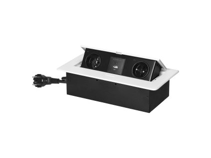 Priză încastrată cu USB, albă, cablu de 1,5m