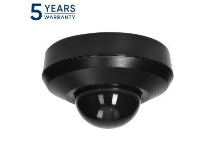 Sensor de mișcare PIR negru 360° cu 3 detectoare, IP44
