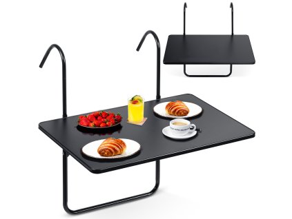 Masă de balcon rezistentă 60x43cm pliabilă Sofotel SO-982 neagră