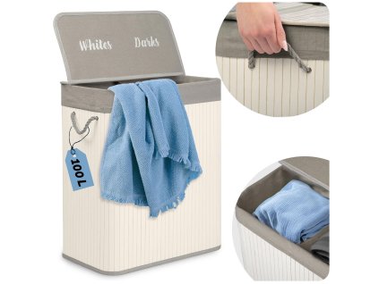 Coș de haine din bambus cu capac 100 l Massido