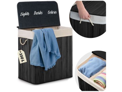 Coș de rufe din bambus cu capac 150 l Massido