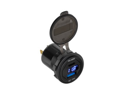 ladowarka samochodowa usb usb typu c z funkcja quick charge power delivery i miernikiem napiecia 63w 2a51643477b7412c9ad886025fe5cc1e d993cba6