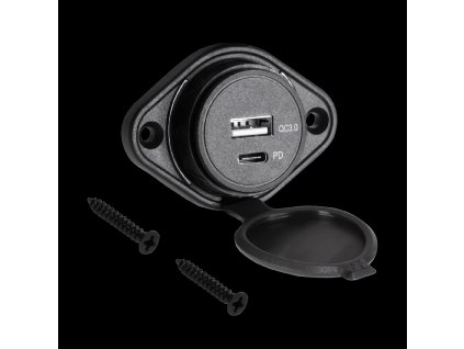 Încărcător auto USB+USB Tip-C cu funcție de Încărcare Rapidă și Power Delivery