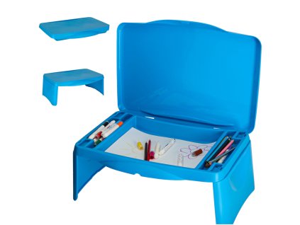 Măsuță auto pentru copii cu spațiu de depozitare albastră