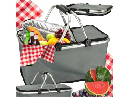 Coș pentru picnic termic pliabil gri