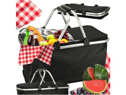 Coș de picnic pliabil termo negru