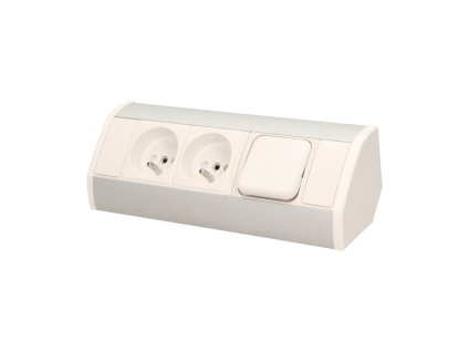 Priză alb-argintie cu întrerupător pentru mobilier