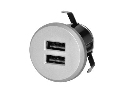 Încărcător USB încastrat 2x 3,4A argintiu