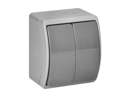 Comutator dublu IP44 gri pentru exterior
