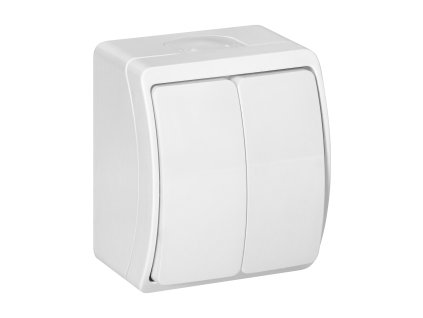 Intrerupător dublu exterior IP44 alb