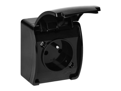 Priză neagră impermeabilă IP44 pentru exterior