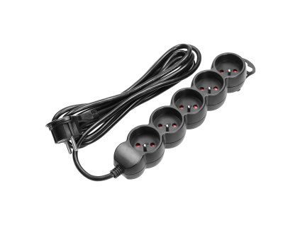 Prelungitor cu 5 prize, 5m, negru