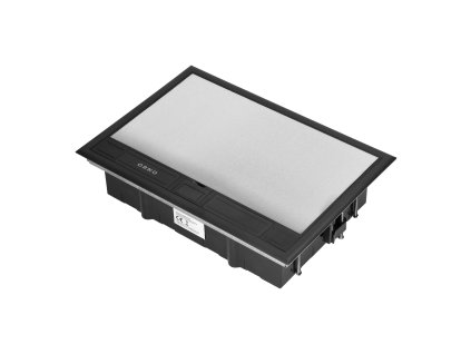 Cutie de pardoseală pentru prize, capac negru inox