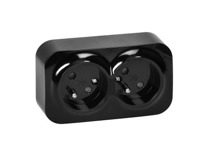 Priză dublă 16A/230V IP20 neagră