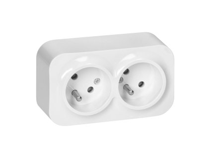 Priză dublă 16A/230V, albă IP20