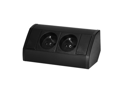 Dublă priză de mobilier neagră 2x2P+E