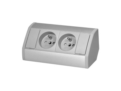 Priză pentru mobilă 2x2P+E argintie