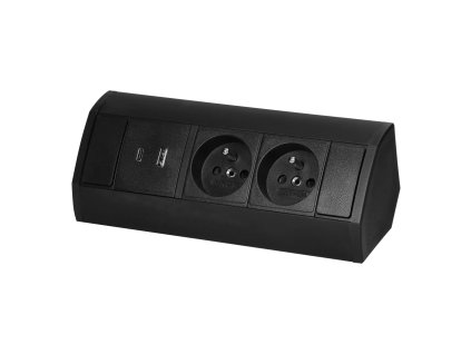 Sertar de mobilier negru 2x220V+USB(A+C)