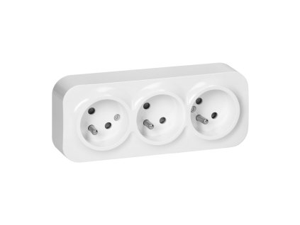 Priză triplă de perete albă 16A IP20