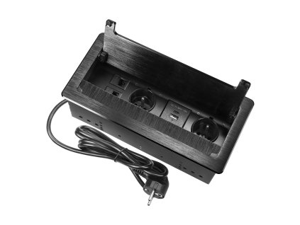 Sertar negru pentru mobilier cu USB și rețea