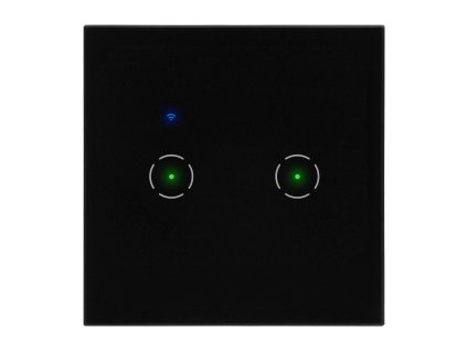 Comutator inteligent Wi-Fi negru cu două ganguri