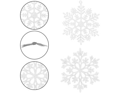 CA0750 DECORAȚIUNI DE CRĂCIUN "FULGI DE ZĂPADĂ" 10 CM 12 BUC.