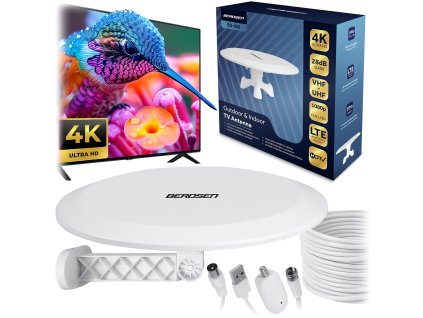 Antena internă externă TV ultra HD 4K Berdsen BD-955 albă