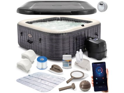 SPA gonflabil cu hidromasaj pentru 4 persoane INTEX 28450 + Generator de clor