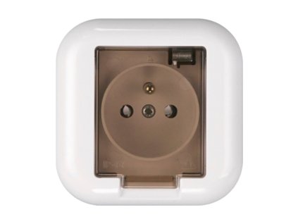 Priză aplicată simplă cu capac, 2P+E, 16A, 250V, FAN, alb