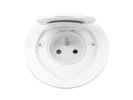 Priză etanșă, cu montaj la același nivel, rotundă, IP55, 1x2P+E(Franceză), albă
