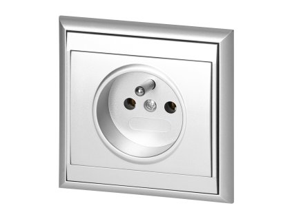 Priză încastrată simplă 2P+E Luna, 16A, 250V, PT-16L, argintiu