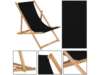 172500 dc0006bl lezak drewniany skladany impregnowany czarny M0