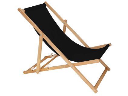 DC0006BL ȘEZLONG DIN LEMN PLIABIL IMPREGNAT NEGRU