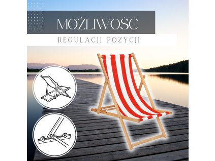 172984 dc0006wrs lezak drewniany skladany impregnowany bialo czerwone pasy M0