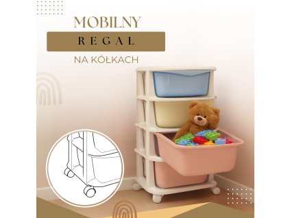 HA0214 DULAP MOBIL PE ROȚI CU 4 SERTARE