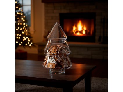 192120 ca1458 szklany pojemnik choinka 13 x 25 cm M0