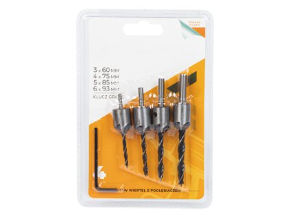 Set de burghie cu alezor pentru lemn, 4 bucăți