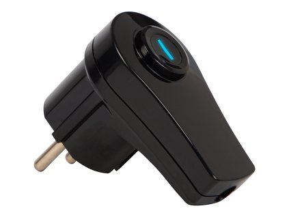 Priză de colț neagră cu întrerupător LED