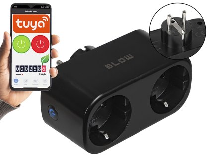 Priză dublă inteligentă controlată prin WiFi TUYA neagră