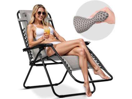 Șezlong de grădină pliabil cu pernă Sofotel ChillWell Soft gri